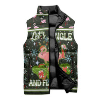 Lets Jingle And Flamingle Christmas Sleeveless Puffer Jacket Funny Xmas Holiday Patterns - Wonder Print Shop