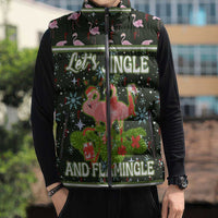 Lets Jingle And Flamingle Christmas Sleeveless Puffer Jacket Funny Xmas Holiday Patterns - Wonder Print Shop