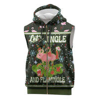 Lets Jingle And Flamingle Christmas Sleeveless Zip Hoodie Funny Xmas Holiday Patterns - Wonder Print Shop