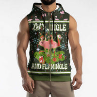 Lets Jingle And Flamingle Christmas Sleeveless Zip Hoodie Funny Xmas Holiday Patterns - Wonder Print Shop