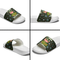 Lets Jingle And Flamingle Christmas Slide Sandals Funny Xmas Holiday Patterns - Wonder Print Shop
