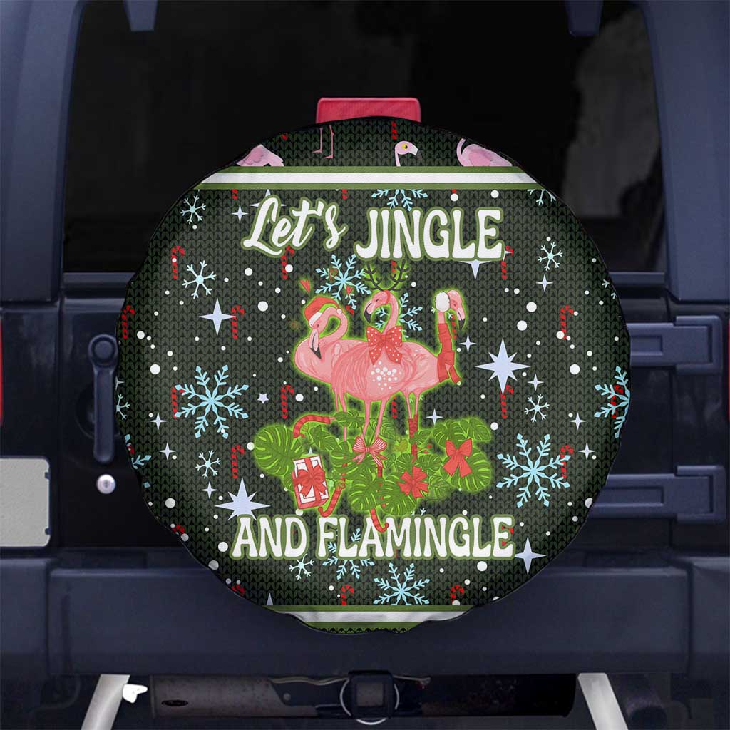 Lets Jingle And Flamingle Christmas Spare Tire Cover Funny Xmas Holiday Patterns - Wonder Print Shop