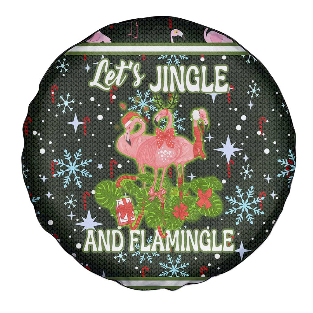 Lets Jingle And Flamingle Christmas Spare Tire Cover Funny Xmas Holiday Patterns - Wonder Print Shop