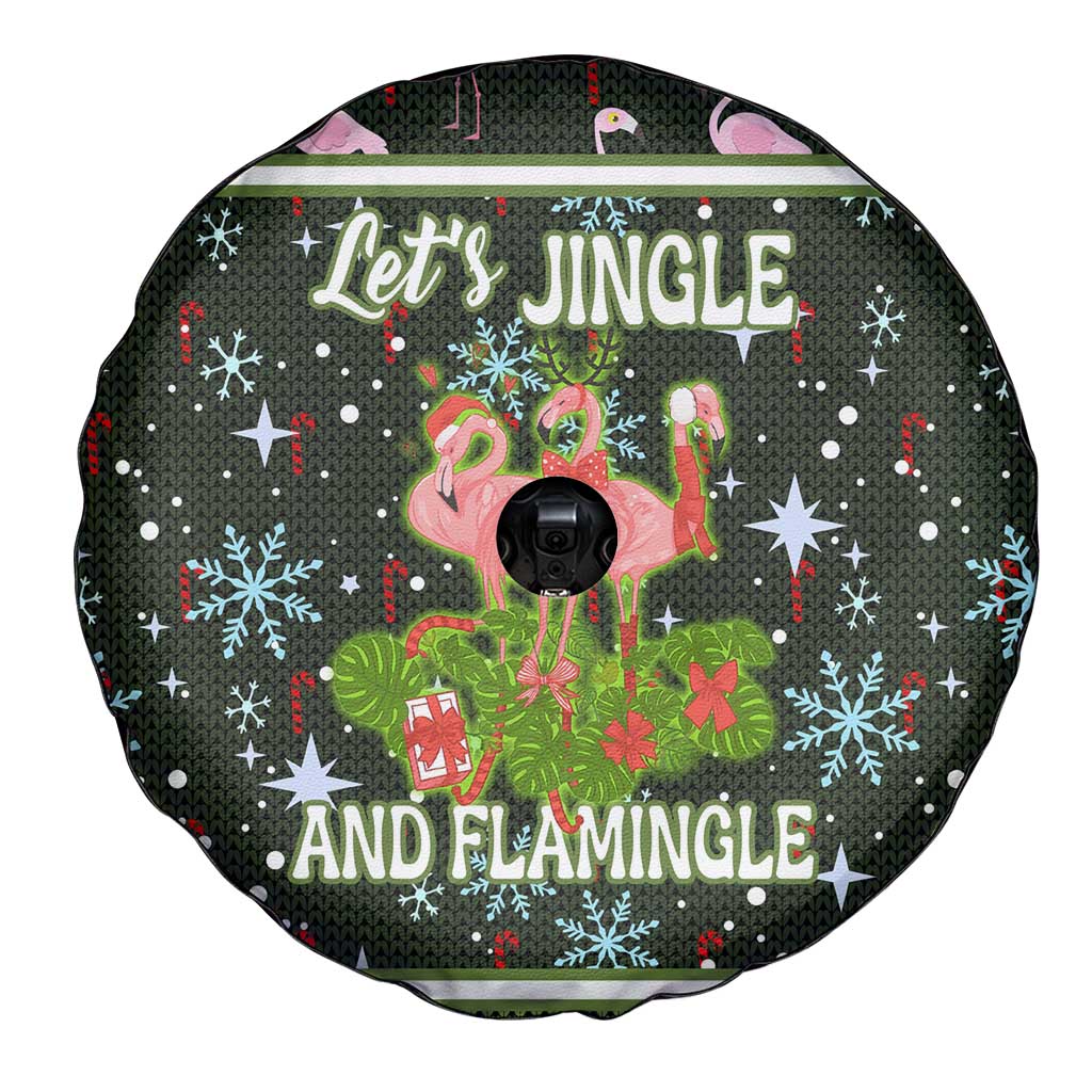 Lets Jingle And Flamingle Christmas Spare Tire Cover Funny Xmas Holiday Patterns - Wonder Print Shop