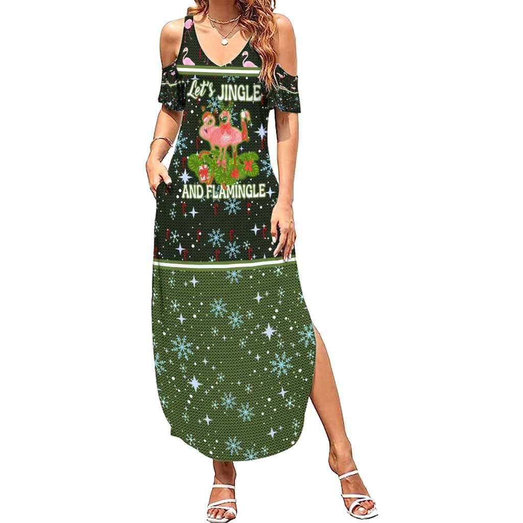 Lets Jingle And Flamingle Christmas Summer Maxi Dress Funny Xmas Holiday Patterns - Wonder Print Shop