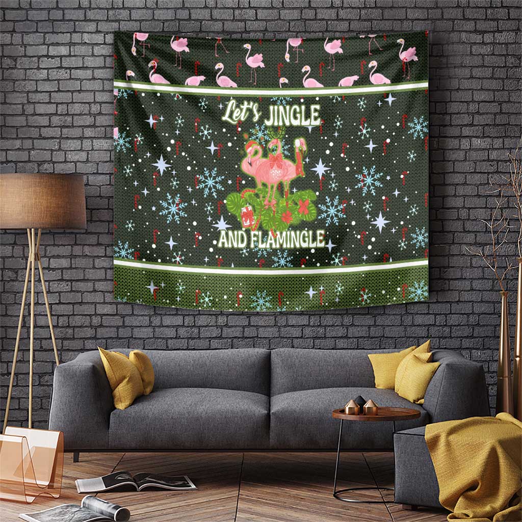Lets Jingle And Flamingle Christmas Tapestry Funny Xmas Holiday Patterns - Wonder Print Shop