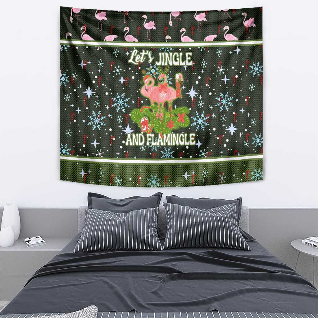 Lets Jingle And Flamingle Christmas Tapestry Funny Xmas Holiday Patterns - Wonder Print Shop