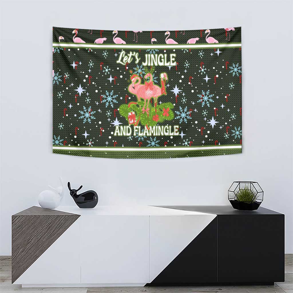 Lets Jingle And Flamingle Christmas Tapestry Funny Xmas Holiday Patterns - Wonder Print Shop