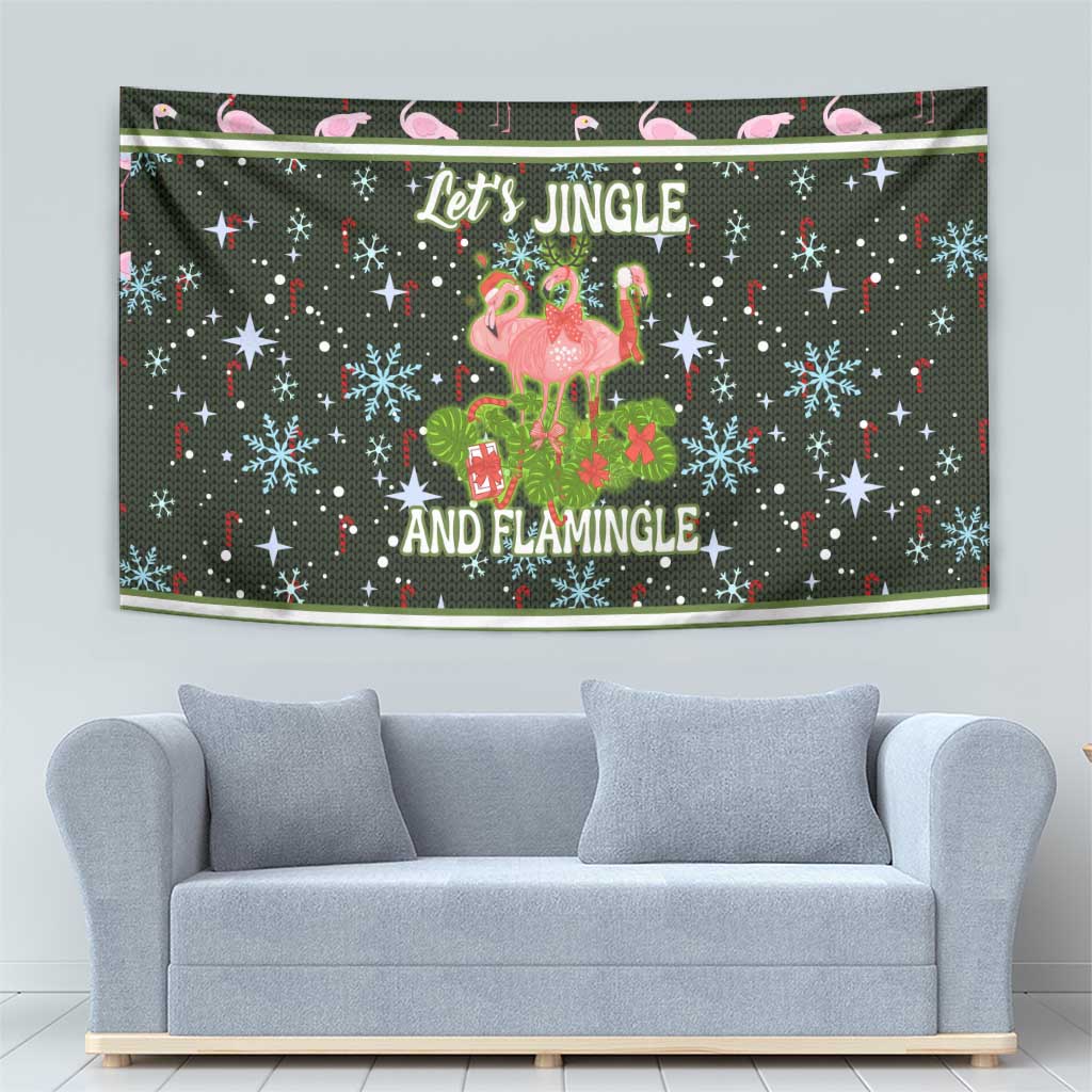 Lets Jingle And Flamingle Christmas Tapestry Funny Xmas Holiday Patterns - Wonder Print Shop