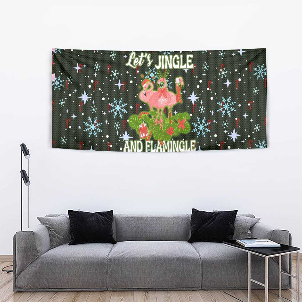 Lets Jingle And Flamingle Christmas Tapestry Funny Xmas Holiday Patterns - Wonder Print Shop