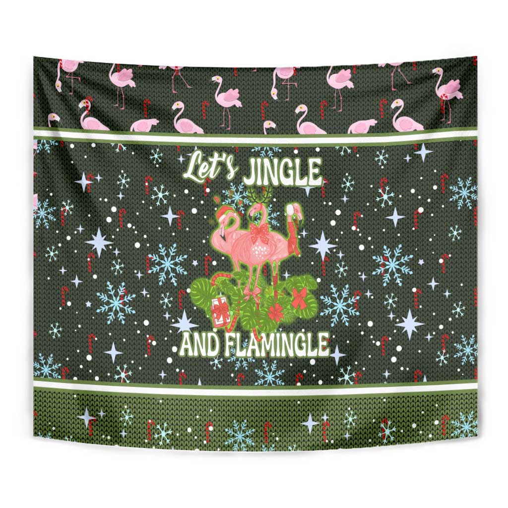 Lets Jingle And Flamingle Christmas Tapestry Funny Xmas Holiday Patterns - Wonder Print Shop