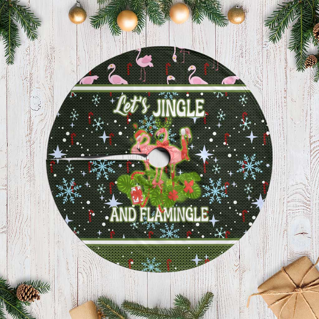 Lets Jingle And Flamingle Christmas Tree Skirt Funny Xmas Holiday Patterns - Wonder Print Shop