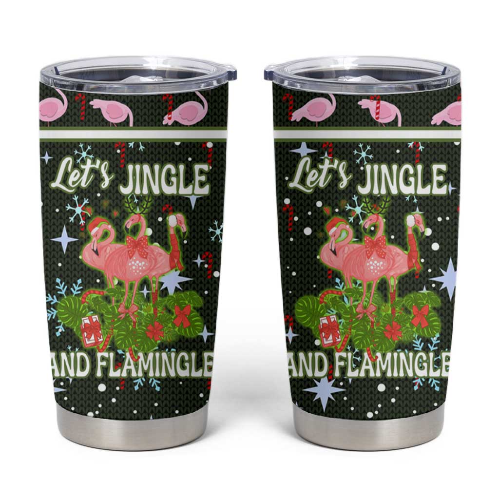 Lets Jingle And Flamingle Christmas Tumbler Cup Funny Xmas Holiday Patterns - Wonder Print Shop