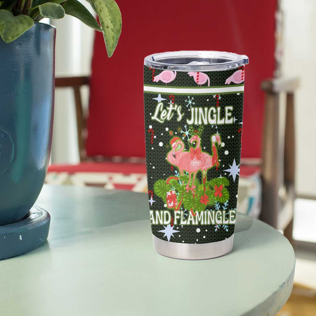 Lets Jingle And Flamingle Christmas Tumbler Cup Funny Xmas Holiday Patterns - Wonder Print Shop