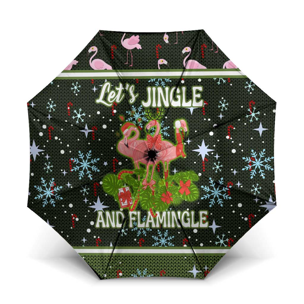 Lets Jingle And Flamingle Christmas Umbrella Funny Xmas Holiday Patterns - Wonder Print Shop