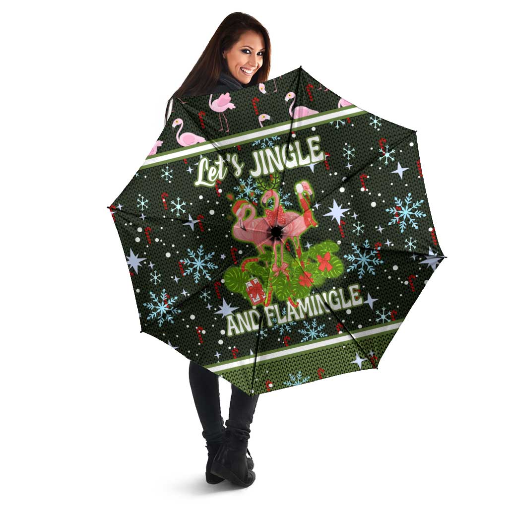 Lets Jingle And Flamingle Christmas Umbrella Funny Xmas Holiday Patterns - Wonder Print Shop
