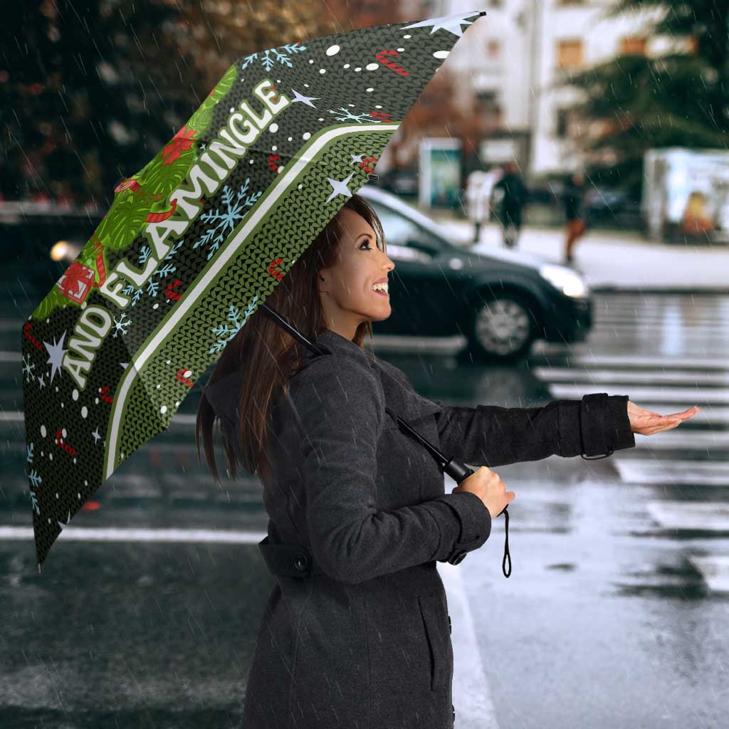 Lets Jingle And Flamingle Christmas Umbrella Funny Xmas Holiday Patterns - Wonder Print Shop