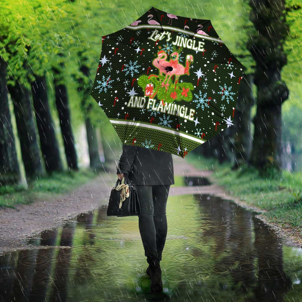 Lets Jingle And Flamingle Christmas Umbrella Funny Xmas Holiday Patterns - Wonder Print Shop