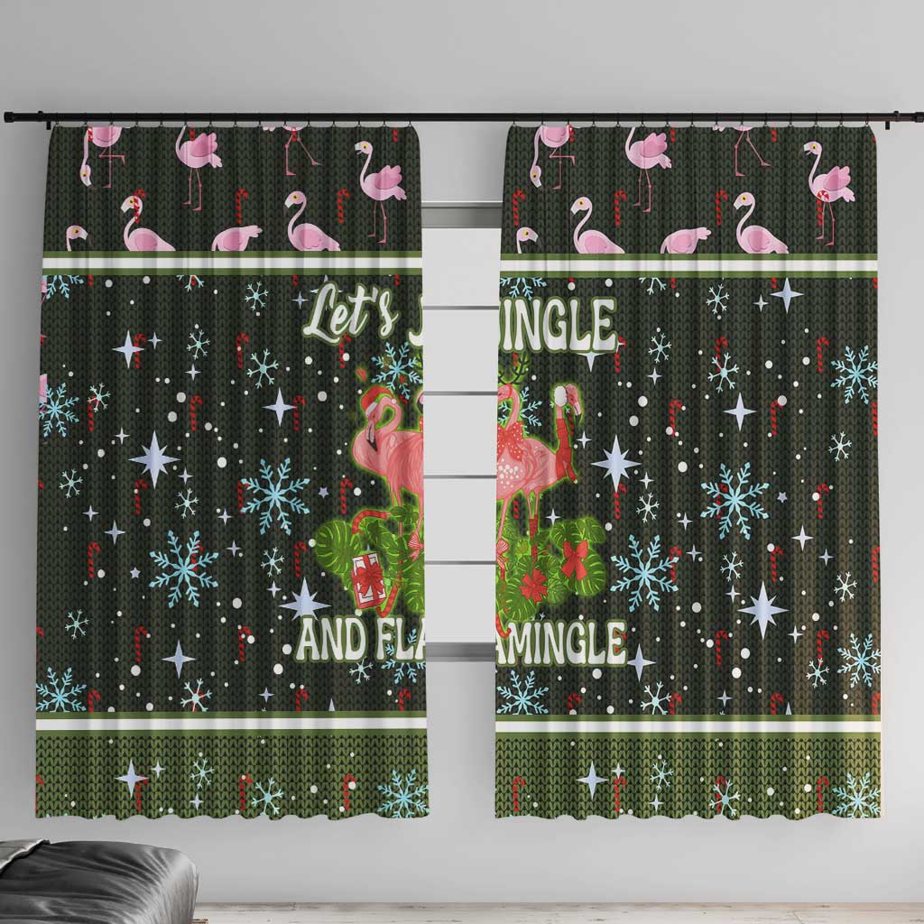 Lets Jingle And Flamingle Christmas Window Curtain Funny Xmas Holiday Patterns - Wonder Print Shop