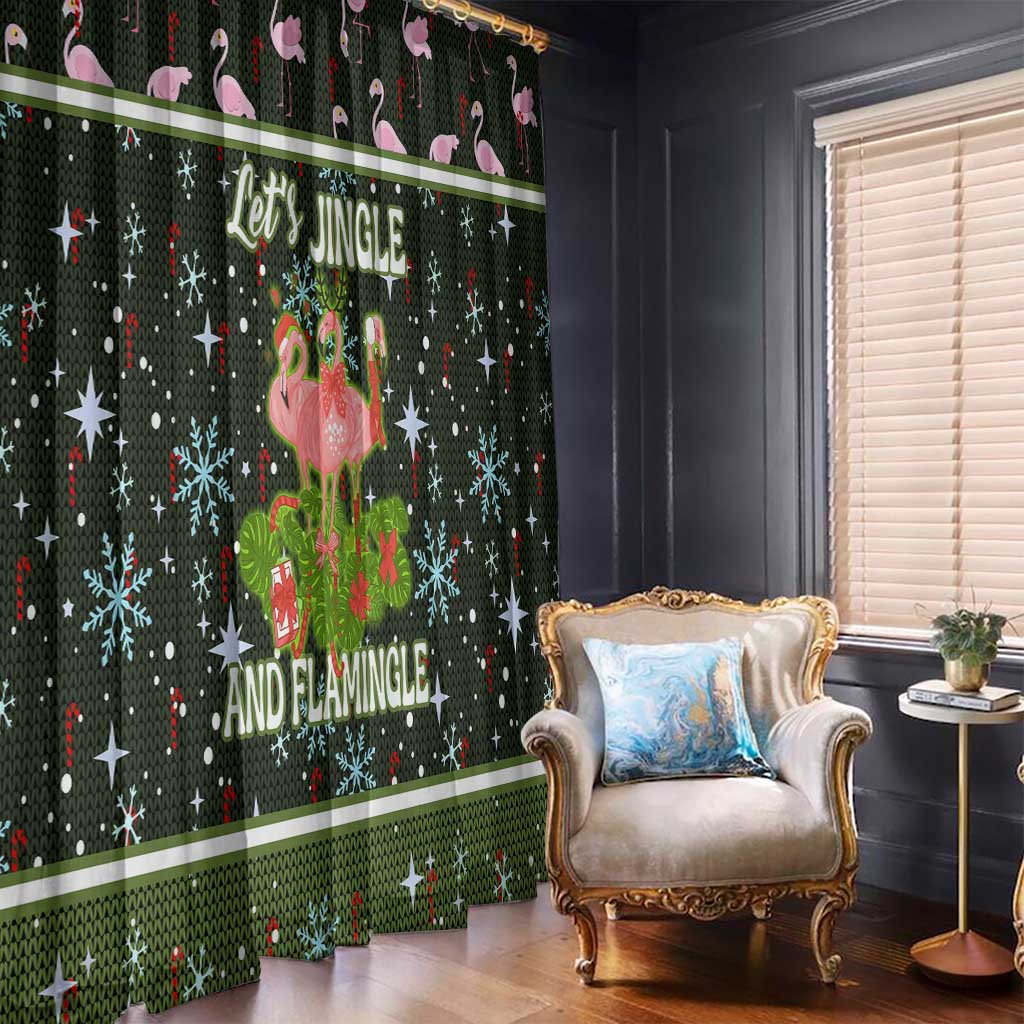 Lets Jingle And Flamingle Christmas Window Curtain Funny Xmas Holiday Patterns - Wonder Print Shop