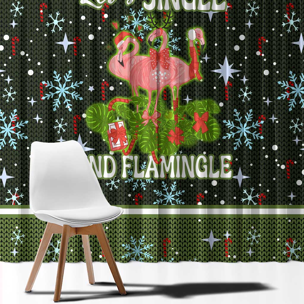 Lets Jingle And Flamingle Christmas Window Curtain Funny Xmas Holiday Patterns - Wonder Print Shop