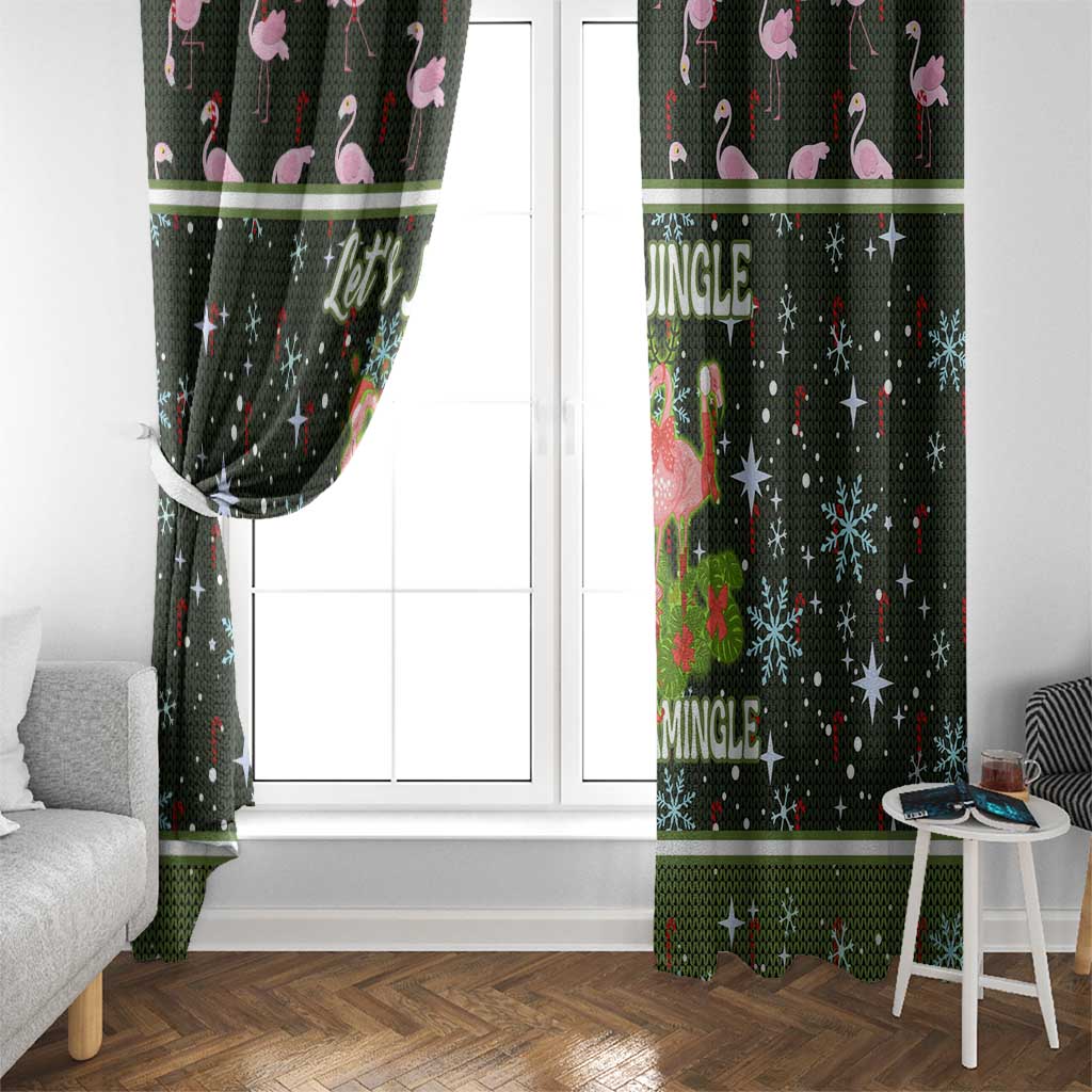 Lets Jingle And Flamingle Christmas Window Curtain Funny Xmas Holiday Patterns - Wonder Print Shop