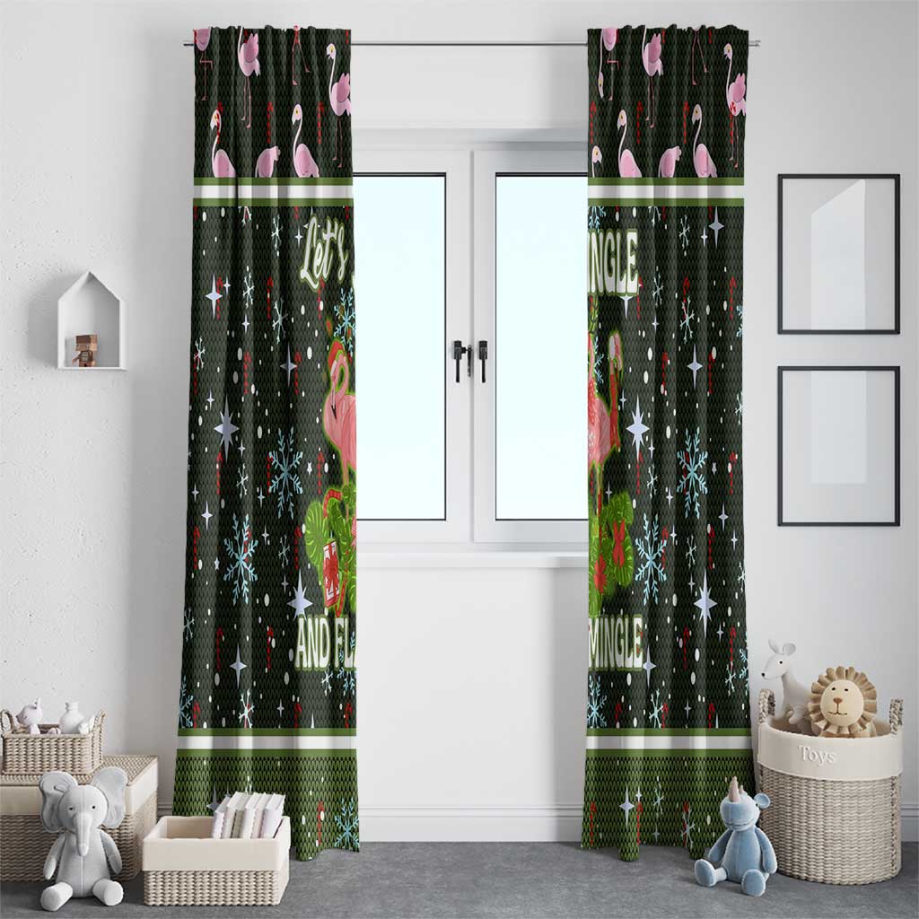 Lets Jingle And Flamingle Christmas Window Curtain Funny Xmas Holiday Patterns - Wonder Print Shop