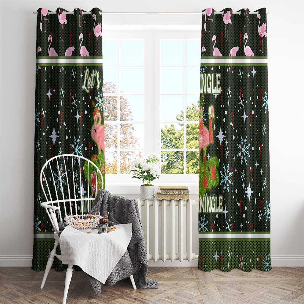 Lets Jingle And Flamingle Christmas Window Curtain Funny Xmas Holiday Patterns - Wonder Print Shop