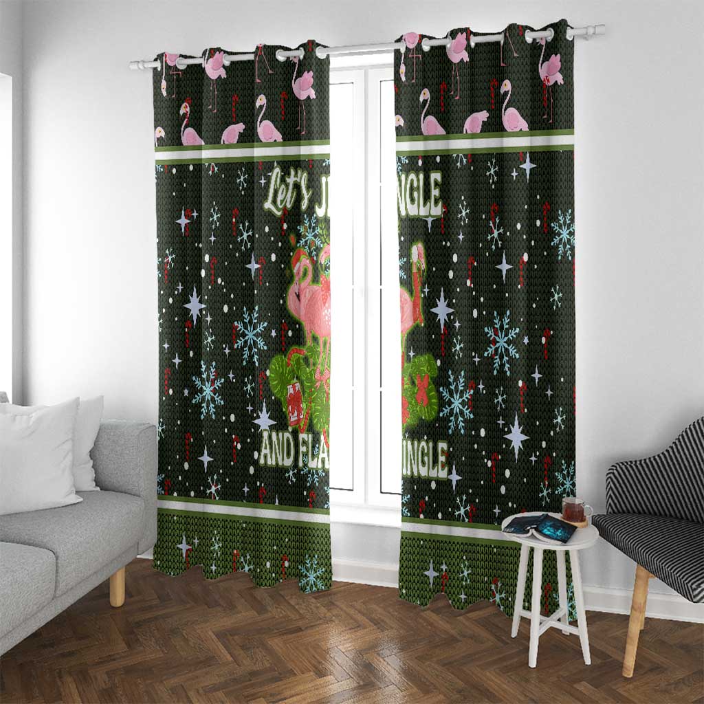 Lets Jingle And Flamingle Christmas Window Curtain Funny Xmas Holiday Patterns - Wonder Print Shop