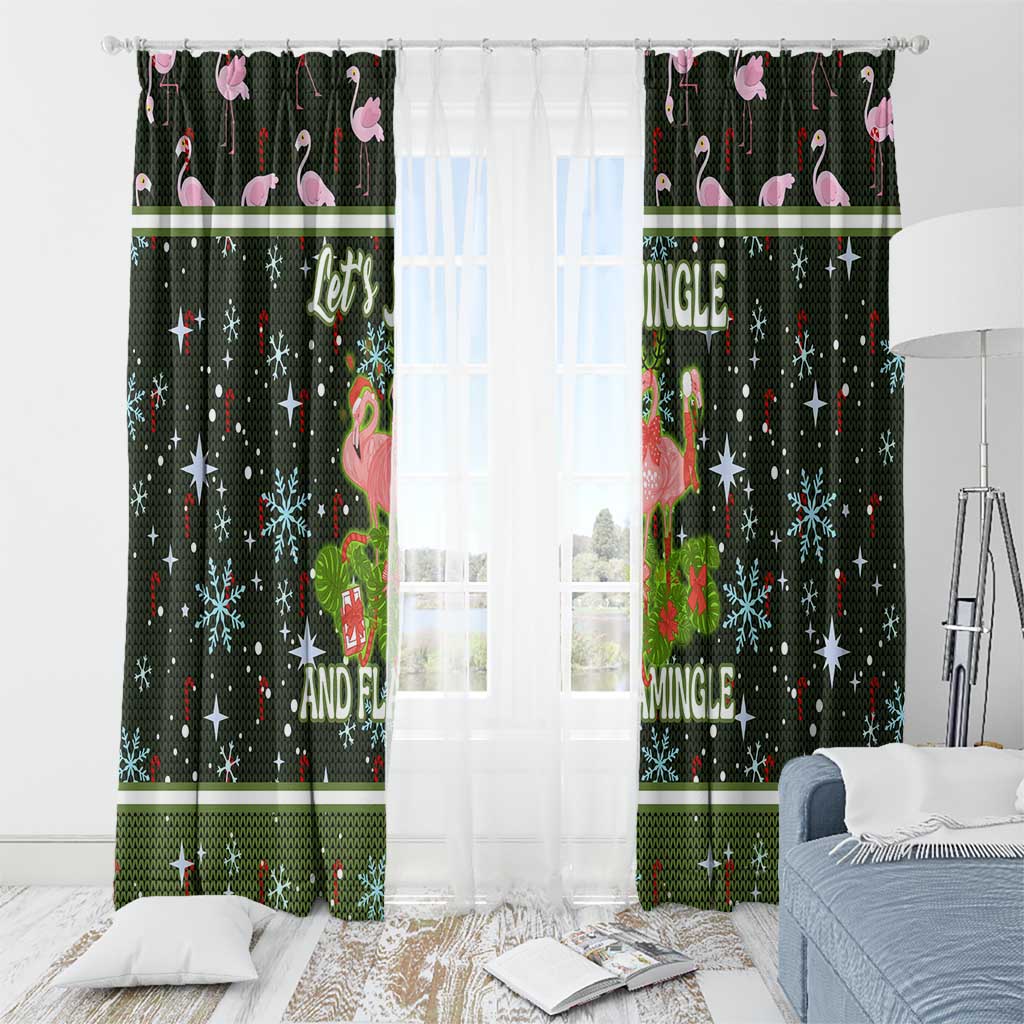 Lets Jingle And Flamingle Christmas Window Curtain Funny Xmas Holiday Patterns - Wonder Print Shop