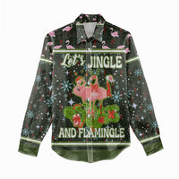 Lets Jingle And Flamingle Christmas Women Casual Shirt Funny Xmas Holiday Patterns - Wonder Print Shop