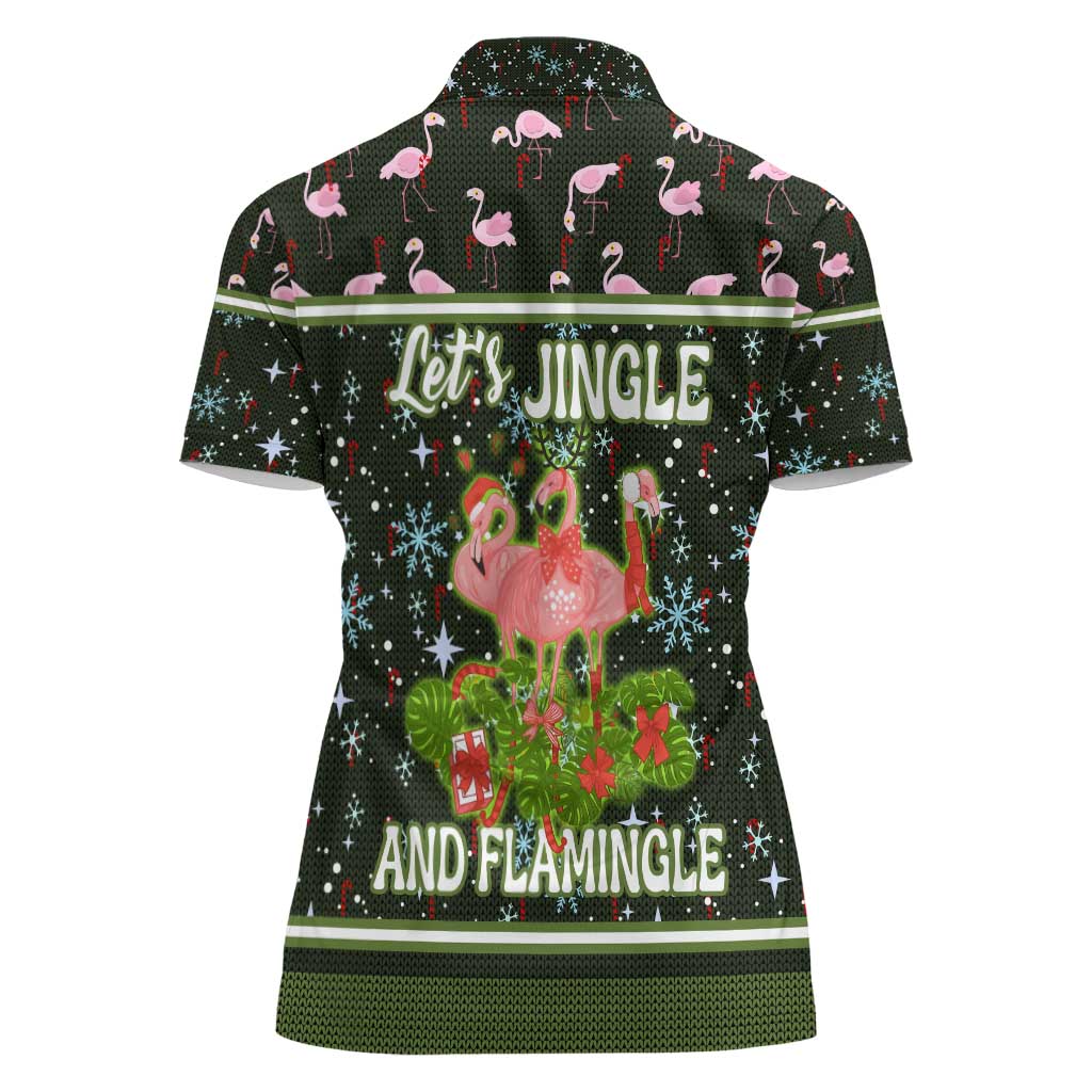 Lets Jingle And Flamingle Christmas Women Polo Shirt Funny Xmas Holiday Patterns - Wonder Print Shop