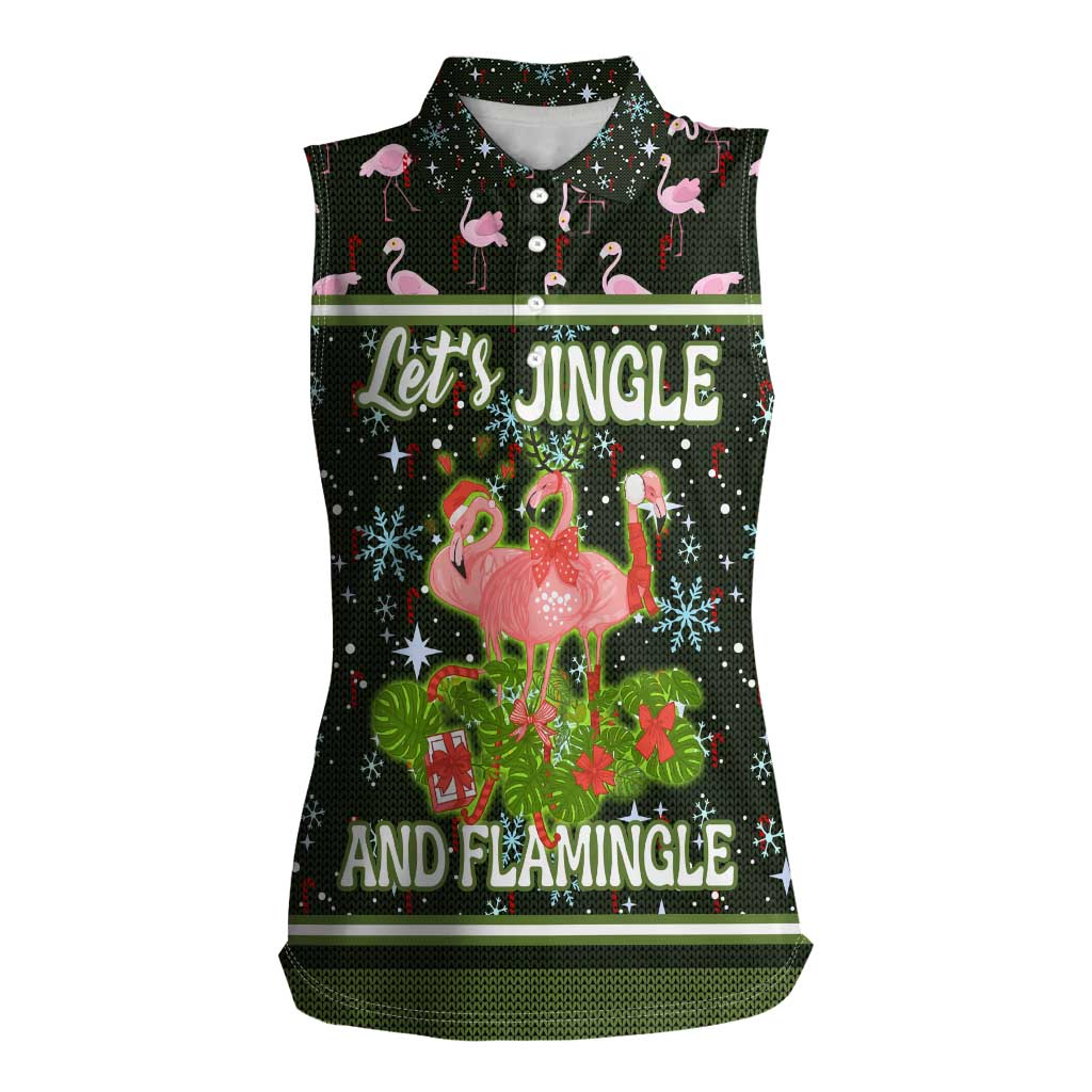 Lets Jingle And Flamingle Christmas Women Sleeveless Polo Shirt Funny Xmas Holiday Patterns - Wonder Print Shop