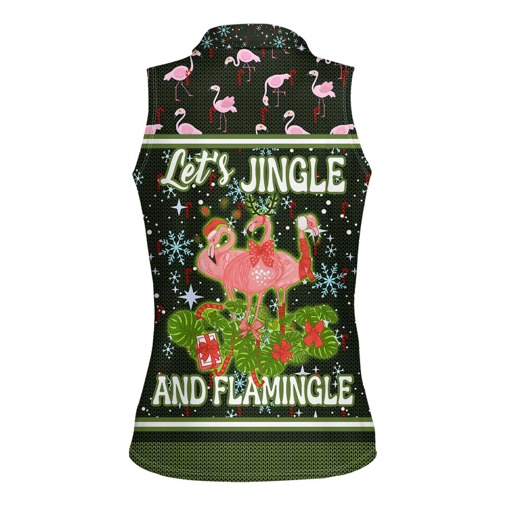 Lets Jingle And Flamingle Christmas Women Sleeveless Polo Shirt Funny Xmas Holiday Patterns - Wonder Print Shop