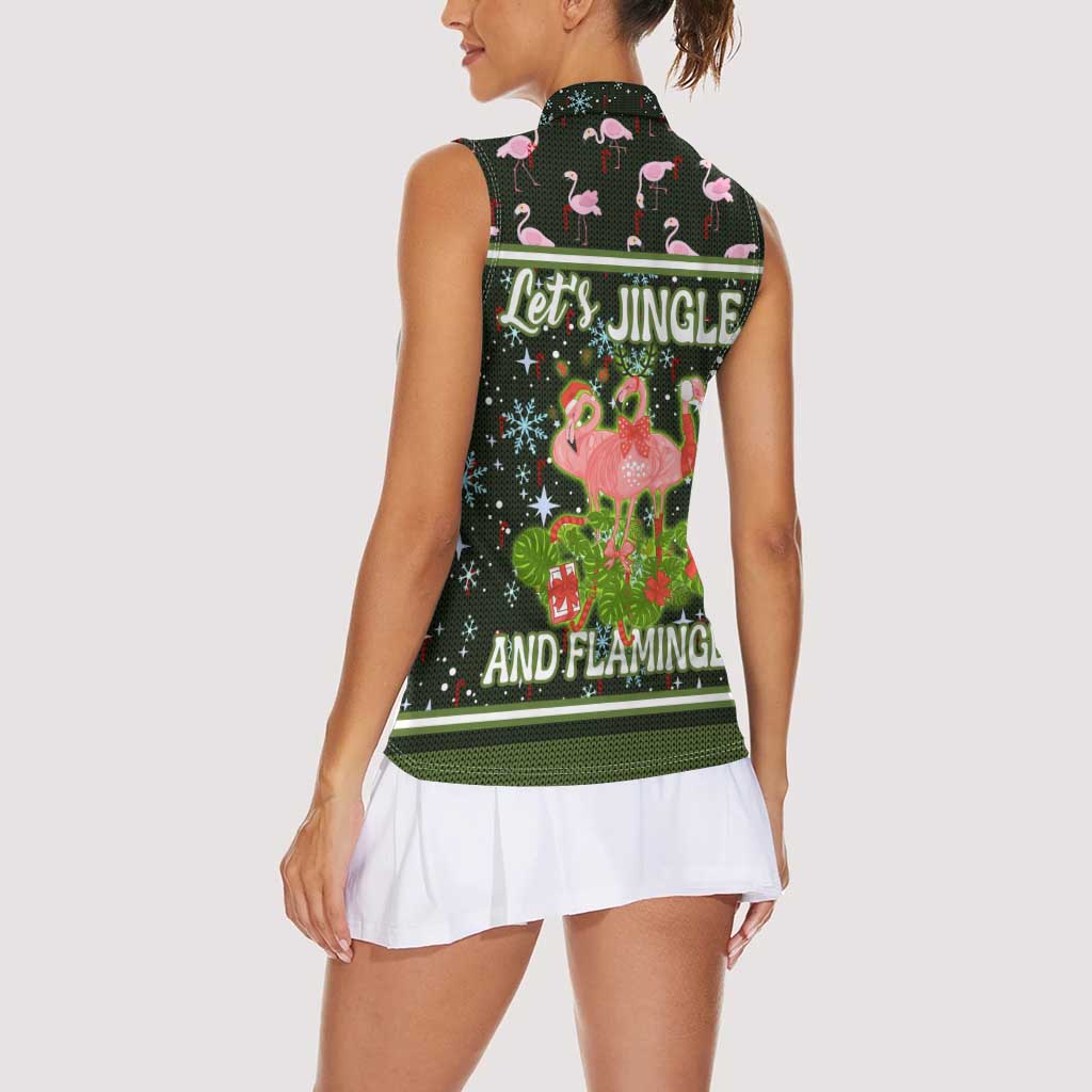 Lets Jingle And Flamingle Christmas Women Sleeveless Polo Shirt Funny Xmas Holiday Patterns - Wonder Print Shop
