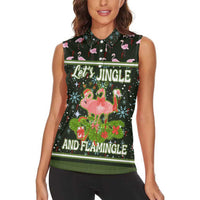 Lets Jingle And Flamingle Christmas Women Sleeveless Polo Shirt Funny Xmas Holiday Patterns - Wonder Print Shop