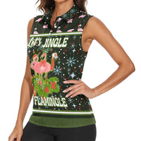 Lets Jingle And Flamingle Christmas Women Sleeveless Polo Shirt Funny Xmas Holiday Patterns - Wonder Print Shop