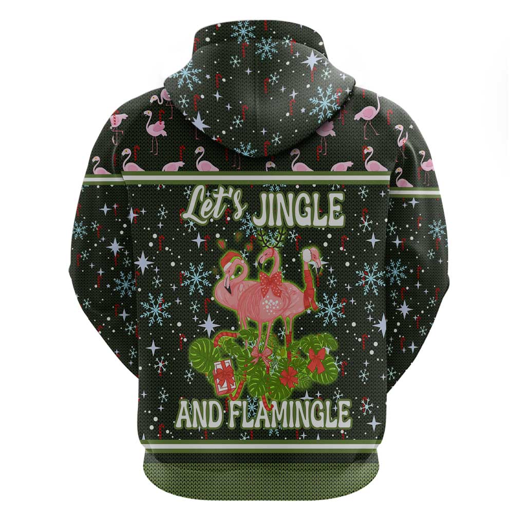 Lets Jingle And Flamingle Christmas Zip Hoodie Funny Xmas Holiday Patterns - Wonder Print Shop