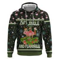 Lets Jingle And Flamingle Christmas Zip Hoodie Funny Xmas Holiday Patterns - Wonder Print Shop