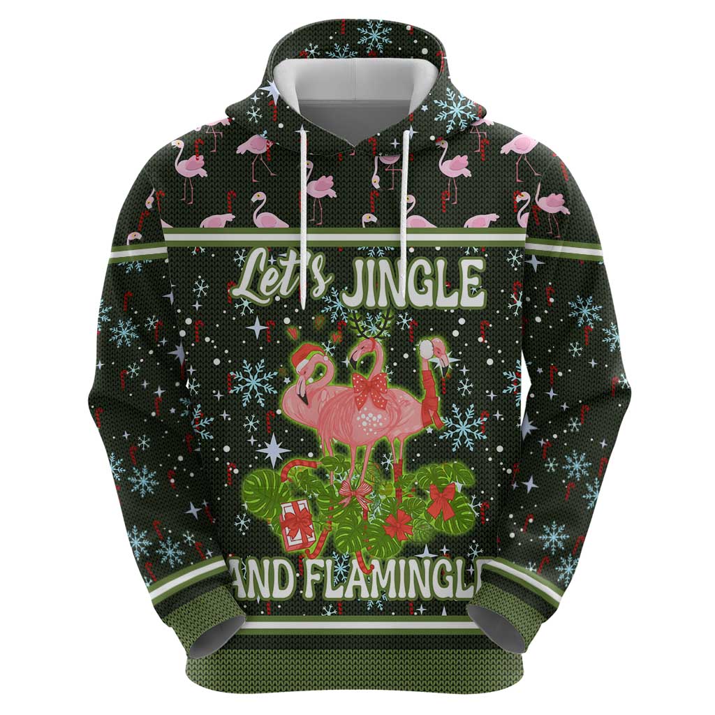 Lets Jingle And Flamingle Christmas Zip Hoodie Funny Xmas Holiday Patterns - Wonder Print Shop