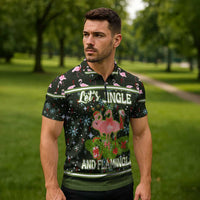Lets Jingle And Flamingle Christmas Zipper Polo Shirt Funny Xmas Holiday Patterns - Wonder Print Shop