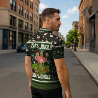 Lets Jingle And Flamingle Christmas Zipper Polo Shirt Funny Xmas Holiday Patterns - Wonder Print Shop