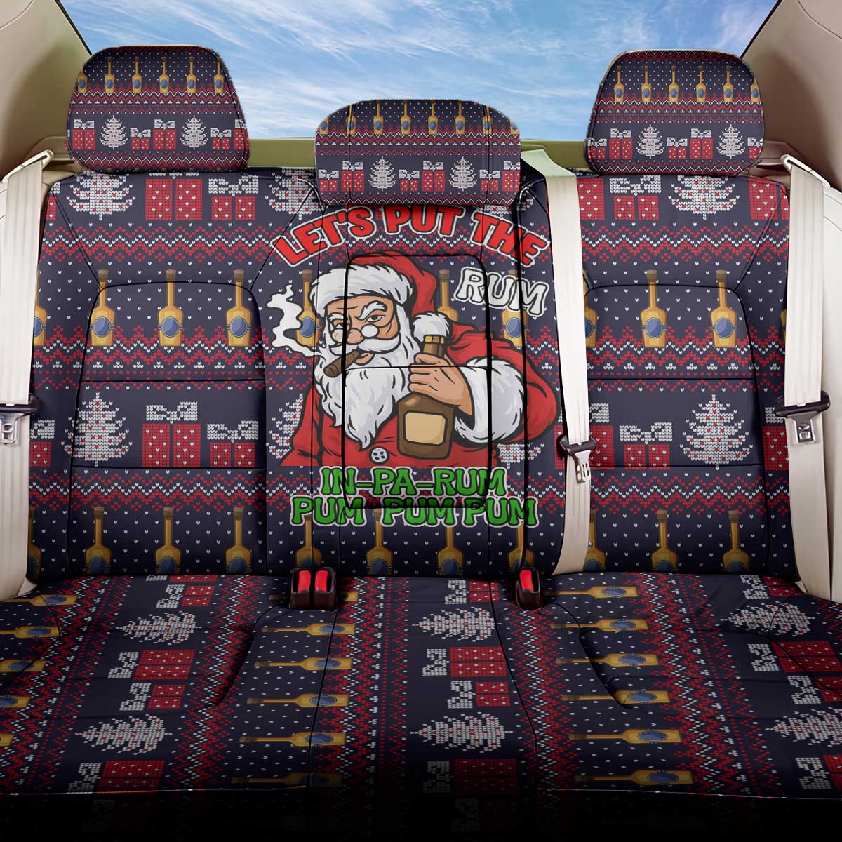 Lets Put The Rum Pum Pum Pum Christmas Back Car Seat Cover Xmas Holiday Patterns - Wonder Print Shop
