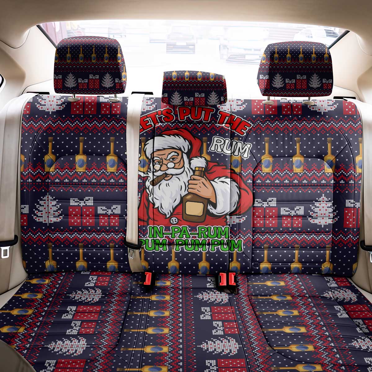 Lets Put The Rum Pum Pum Pum Christmas Back Car Seat Cover Xmas Holiday Patterns - Wonder Print Shop