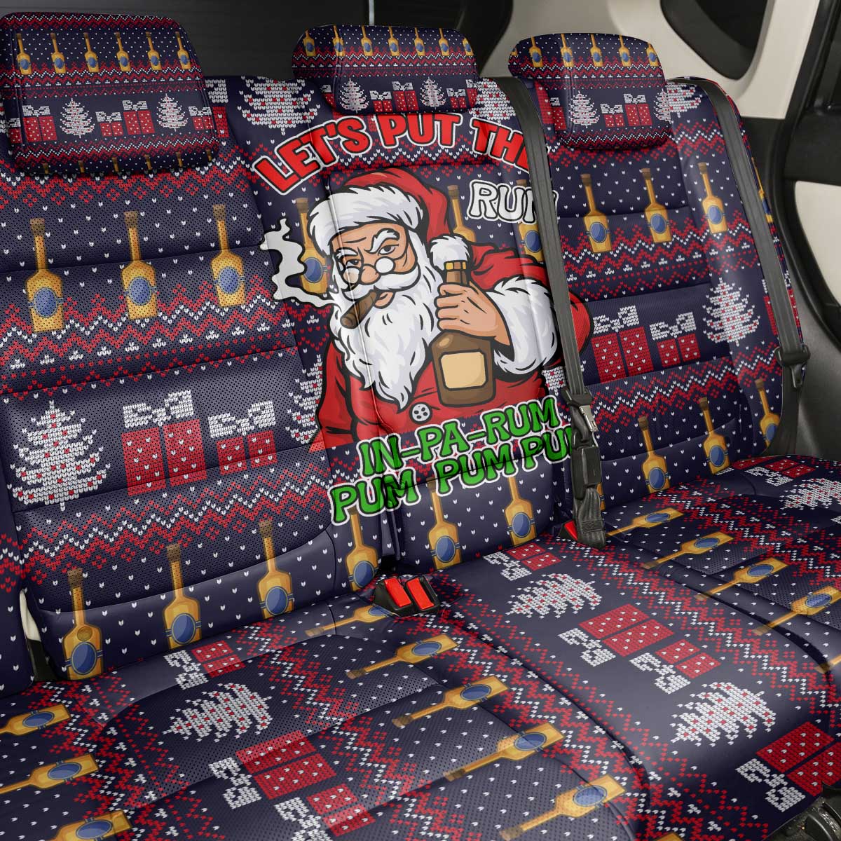Lets Put The Rum Pum Pum Pum Christmas Back Car Seat Cover Xmas Holiday Patterns - Wonder Print Shop