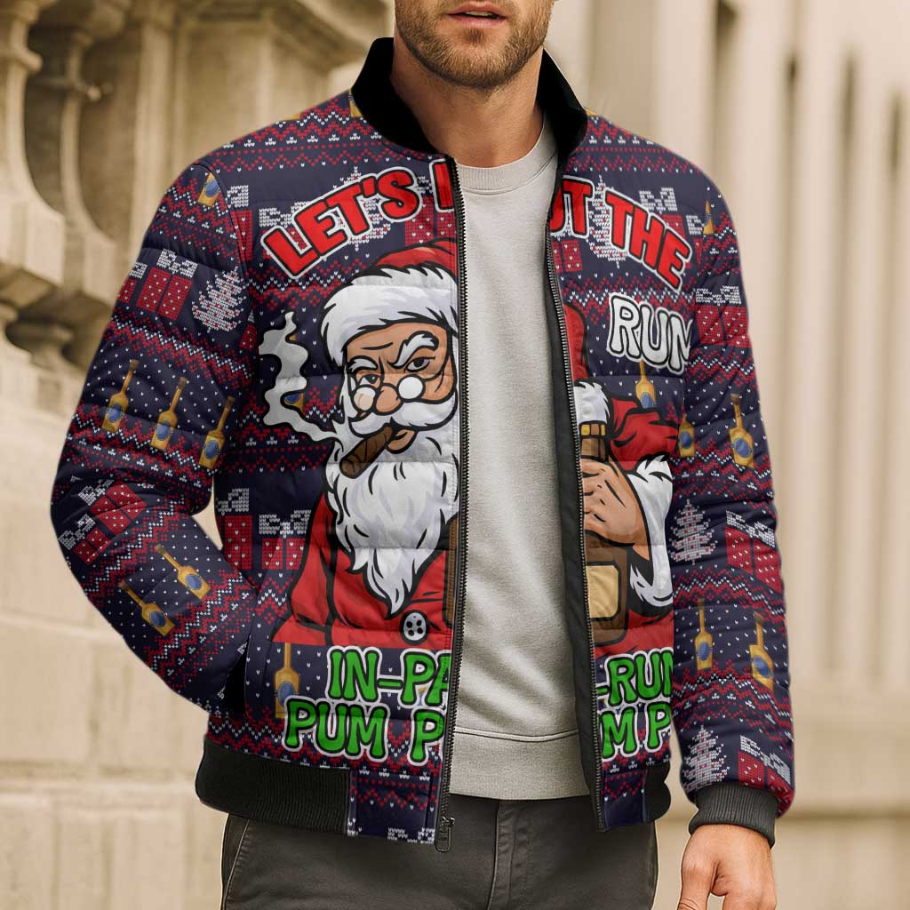 Lets Put The Rum Pum Pum Pum Christmas Bomber Puffer Jacket Xmas Holiday Patterns - Wonder Print Shop