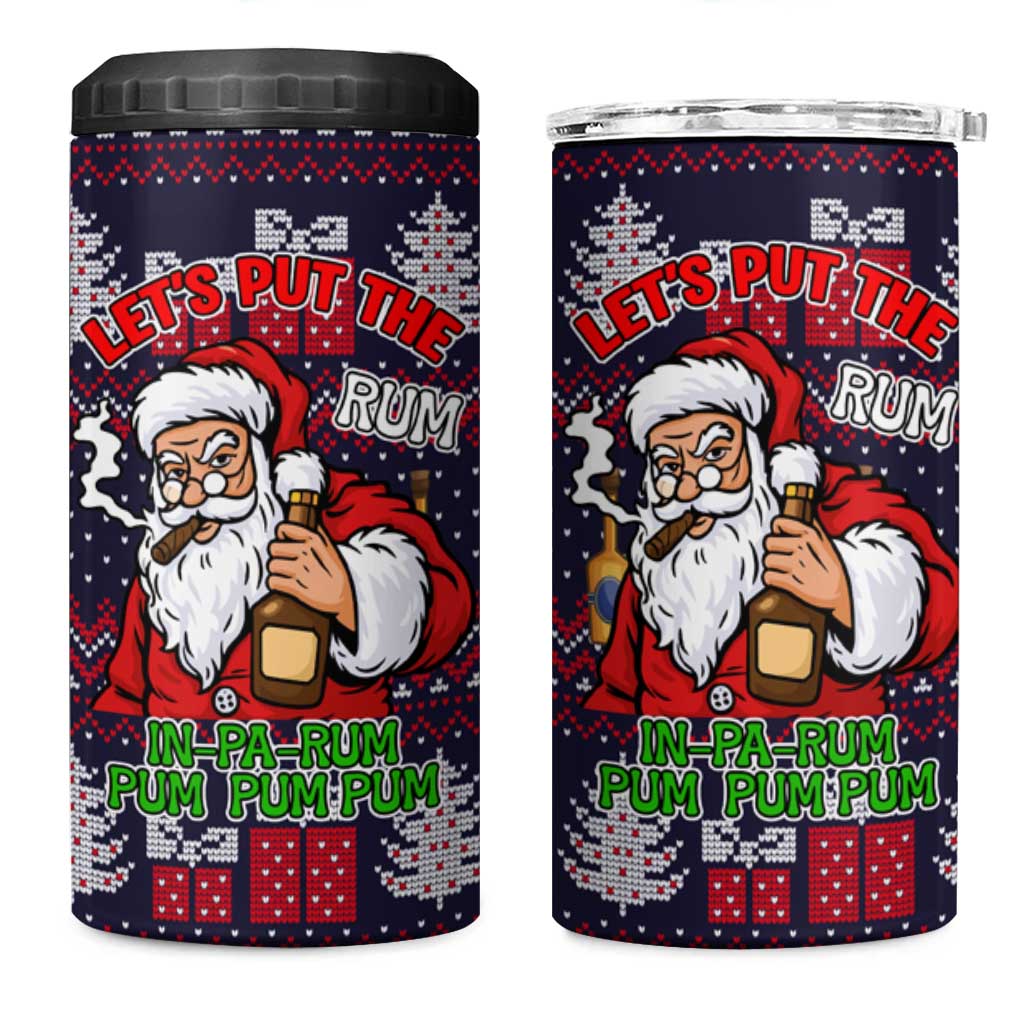 Lets Put The Rum Pum Pum Pum Christmas 4 in 1 Can Cooler Tumbler Xmas Holiday Patterns - Wonder Print Shop