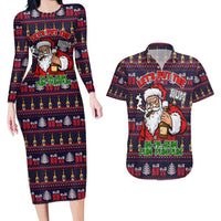 Lets Put The Rum Pum Pum Pum Christmas Couples Matching Long Sleeve Bodycon Dress and Hawaiian Shirt Xmas Holiday Patterns - Wonder Print Shop