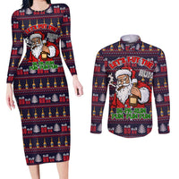 Lets Put The Rum Pum Pum Pum Christmas Couples Matching Long Sleeve Bodycon Dress and Long Sleeve Button Shirt Xmas Holiday Patterns - Wonder Print Shop