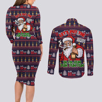 Lets Put The Rum Pum Pum Pum Christmas Couples Matching Long Sleeve Bodycon Dress and Long Sleeve Button Shirt Xmas Holiday Patterns - Wonder Print Shop